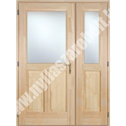 FÉLIG ÜVEGES - kétszárnyú nyíló/nyíló fa bejárati ajtó