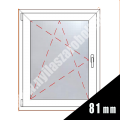 7 kamrás egyszárnyú műanyag ablak  bukó-nyíló szárnnyal
